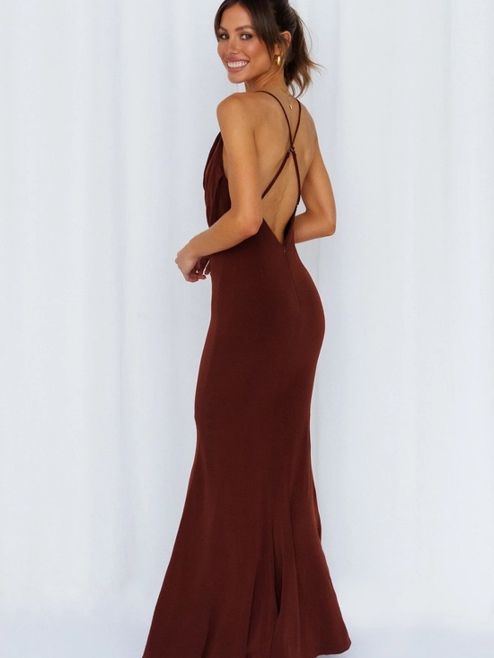 Hello Molly Dresses & Skirts - Hello Molly Chocolate Brown Open Back Maxi Dress XS 2 NWT Formal Evening Gown